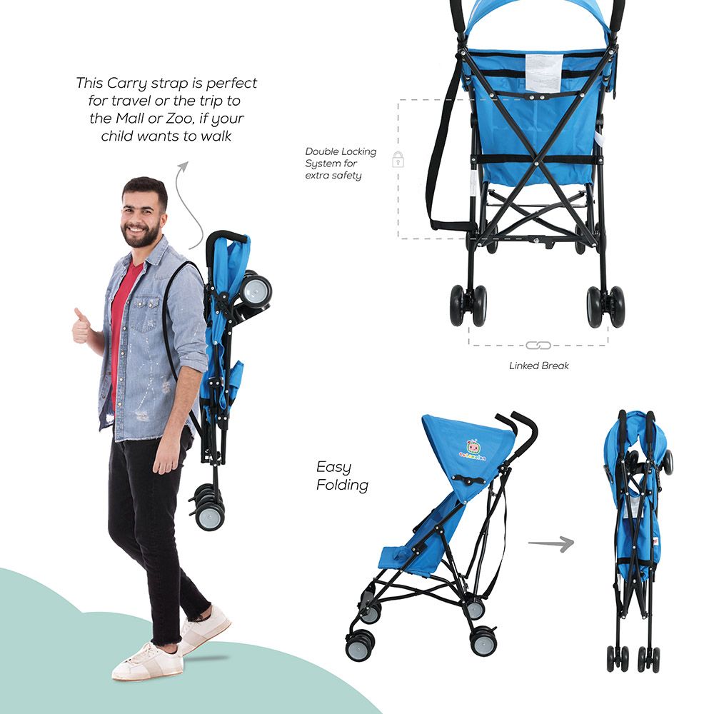 Cocomelon - Lightweight Buggy Stroller - Blue