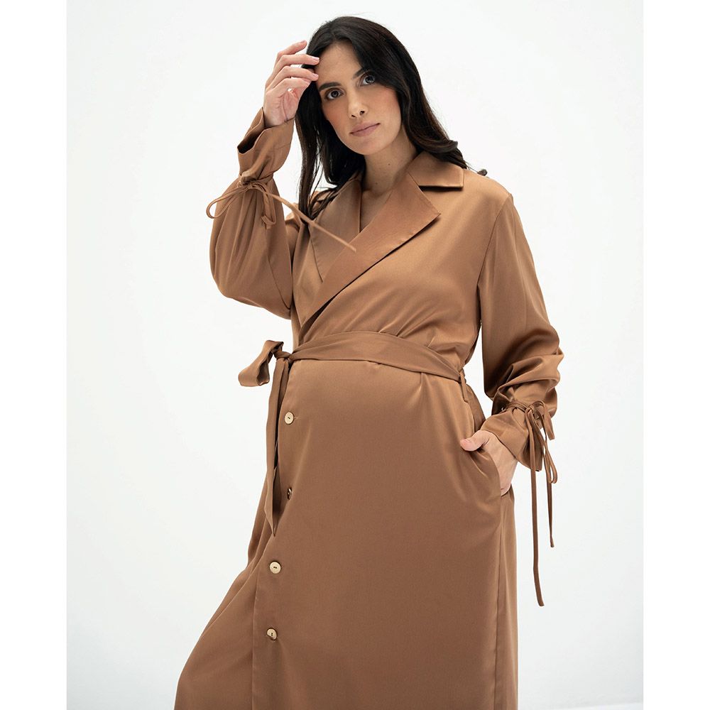 Bump'in Maternity - Willow Trench Dress - Brown