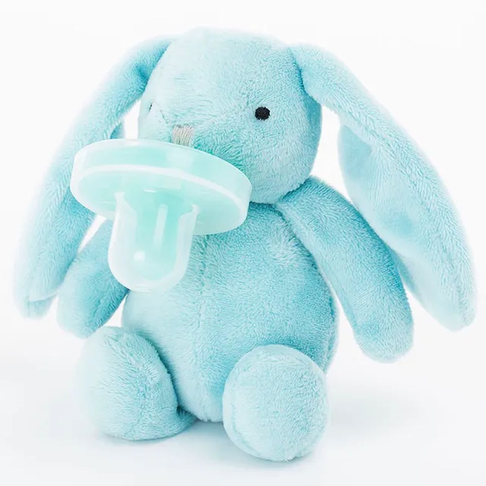 Minikoioi -Blue Bunny Plush Toy With Soother + FREE ONE Silicone Teether