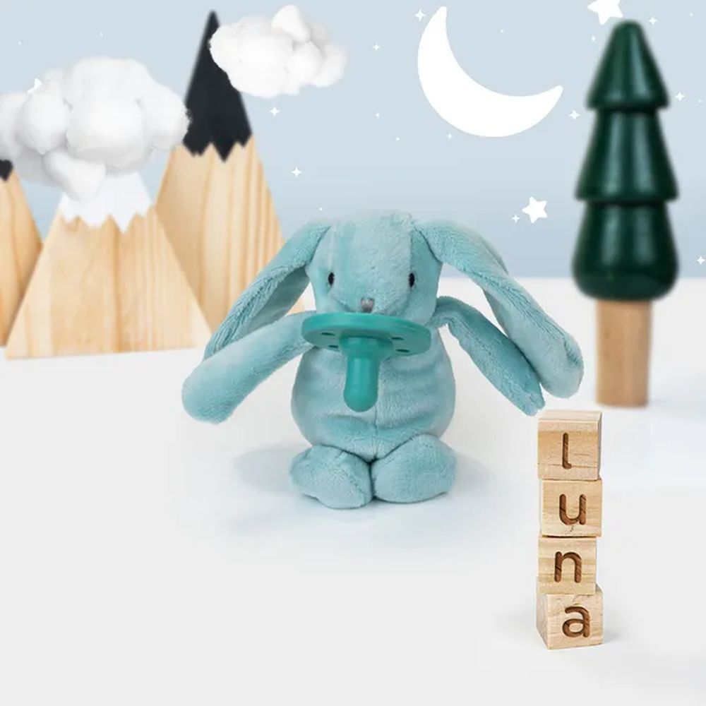 Minikoioi -Blue Bunny Plush Toy With Soother + FREE ONE Silicone Teether