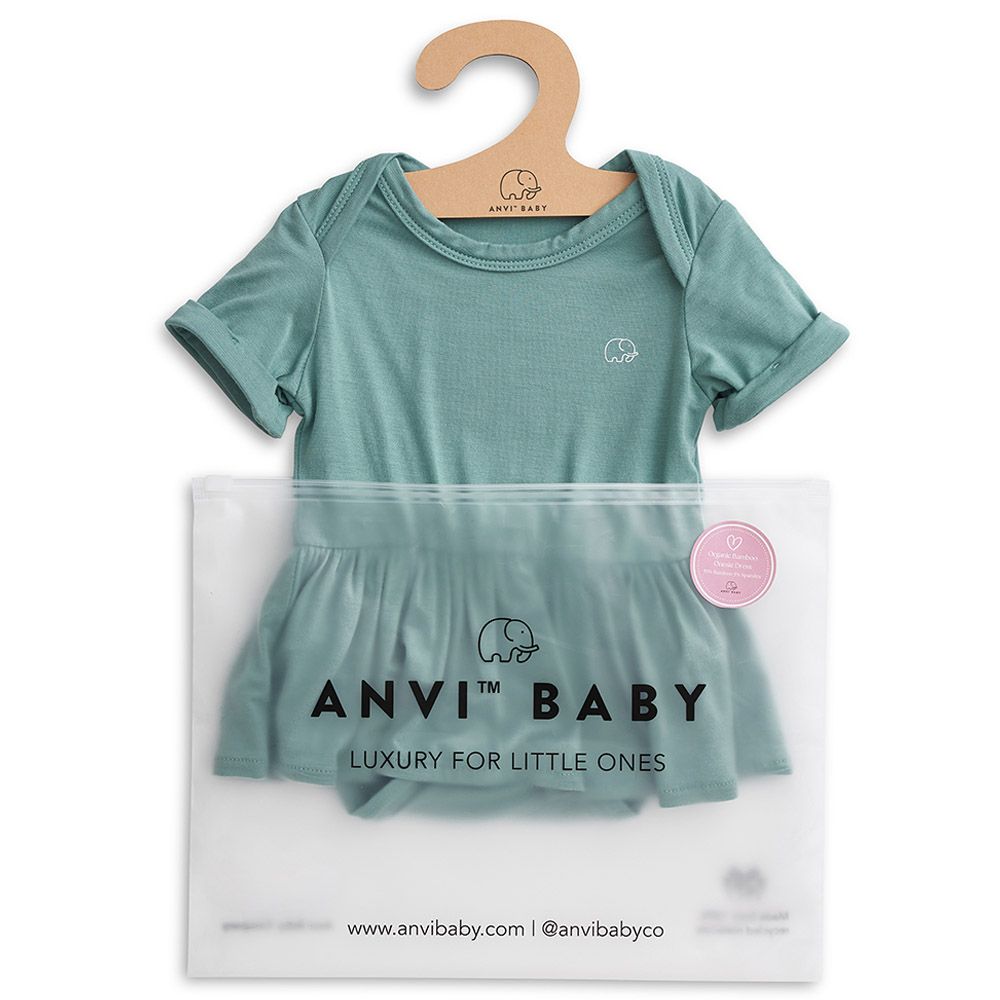 Anvi Baby - Organic Bamboo Spandex Onesie Dress - Green