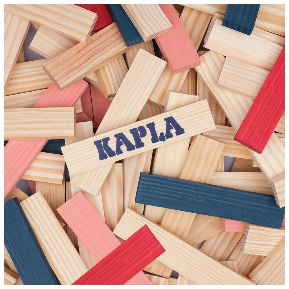 Kapla - Wooden Planks - Natural/Dark Blue/Pink/Red - 120pcs