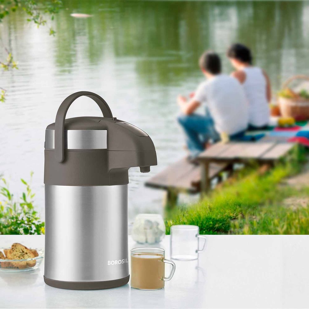 Borosil - Vacuum Insulated Airpot Flask - Silver -3 L