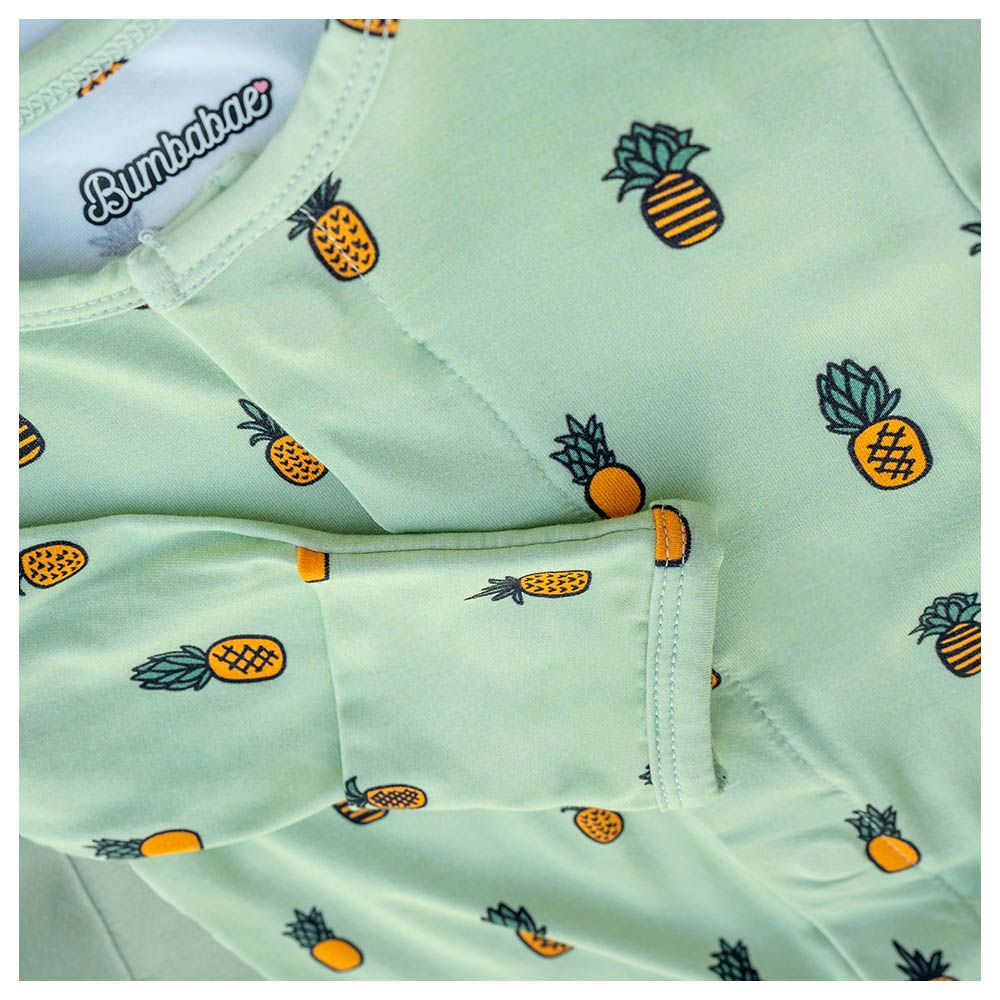 Bumbabae - Magnetic Clasp Sleepsuit - Fine Pineapple