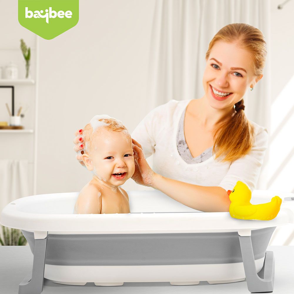 Baybee - Foldable Baby Bath Tub For Kids - Grey