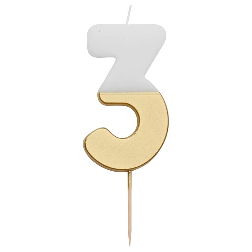 Talking Tables - We Heart Birthdays Number Candle 3 - Gold