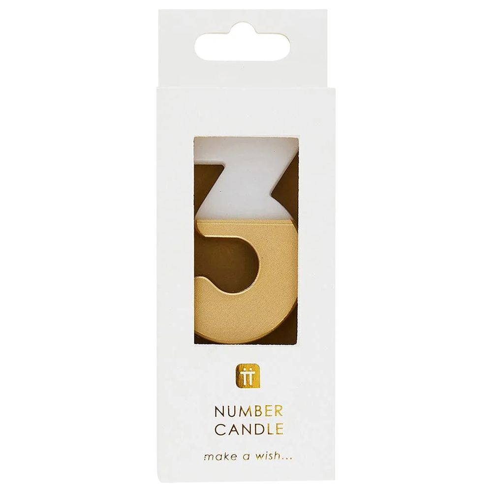 Talking Tables - We Heart Birthdays Number Candle 3 - Gold