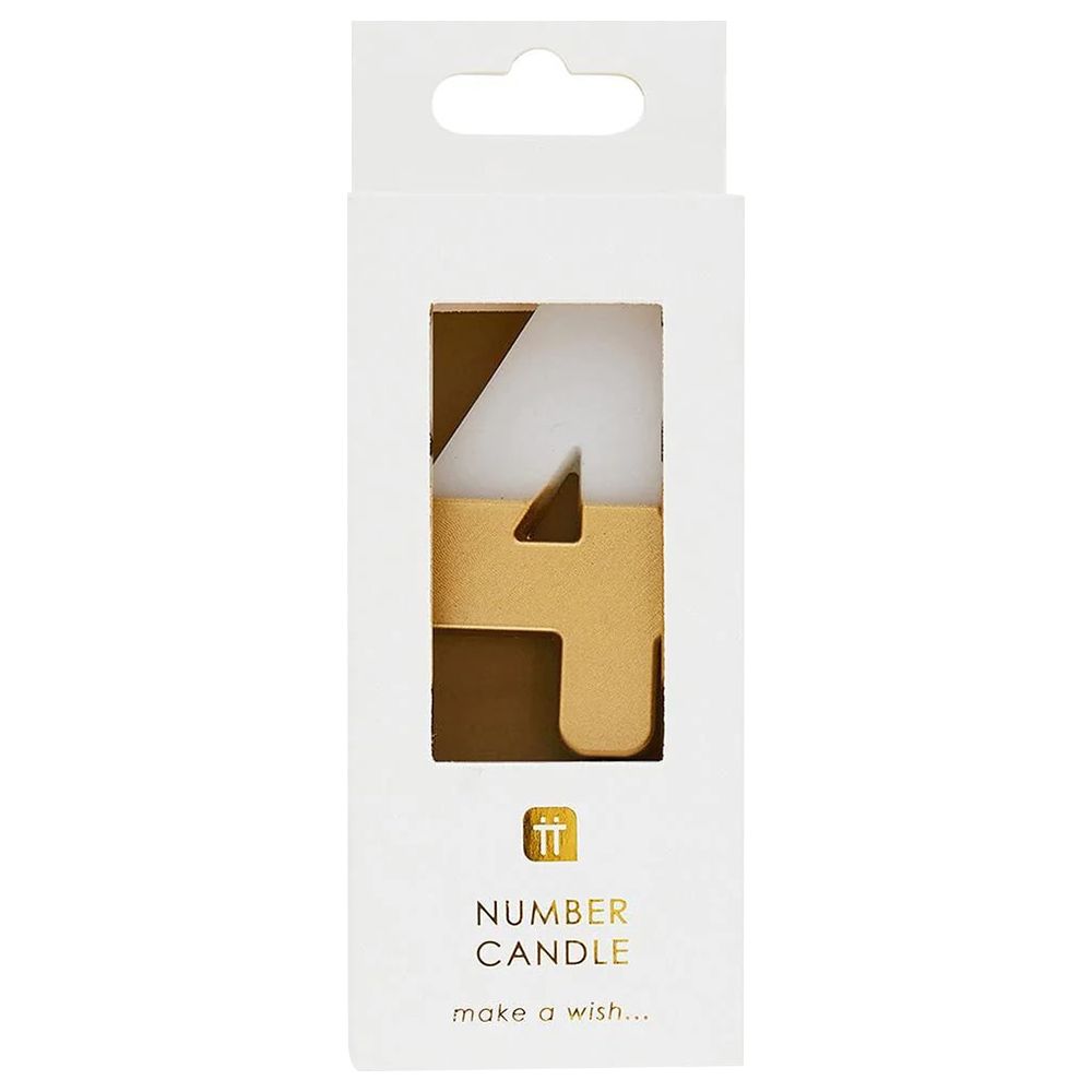 Talking Tables - We Heart Birthdays Number Candle 4 - Gold