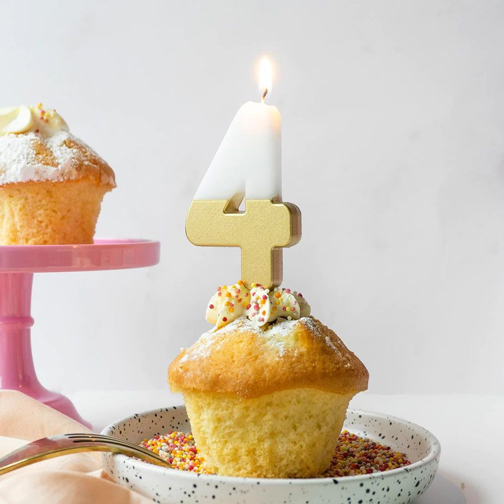 Talking Tables - We Heart Birthdays Number Candle 4 - Gold