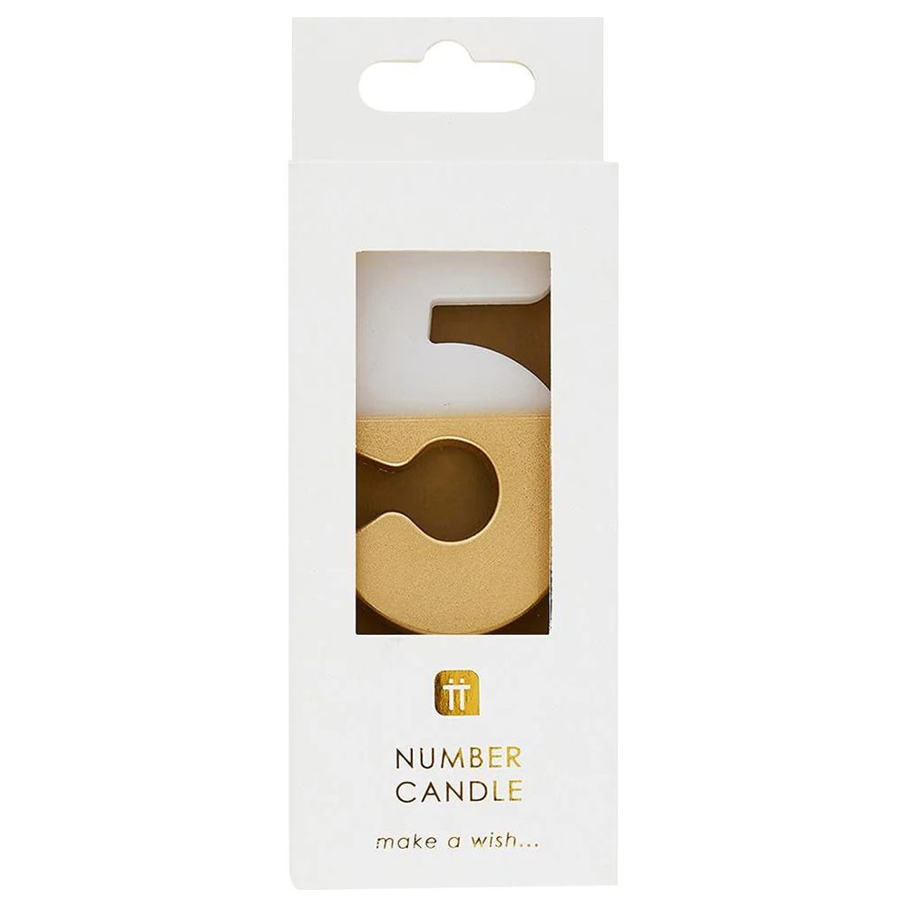 Talking Tables - We Heart Birthdays Number Candle 5 - Gold