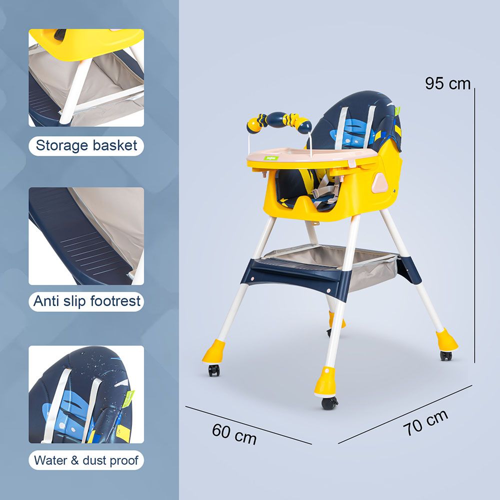 Baybee - 3-In-1 Fiora Convertible Baby High Chair - Blue/Yellow