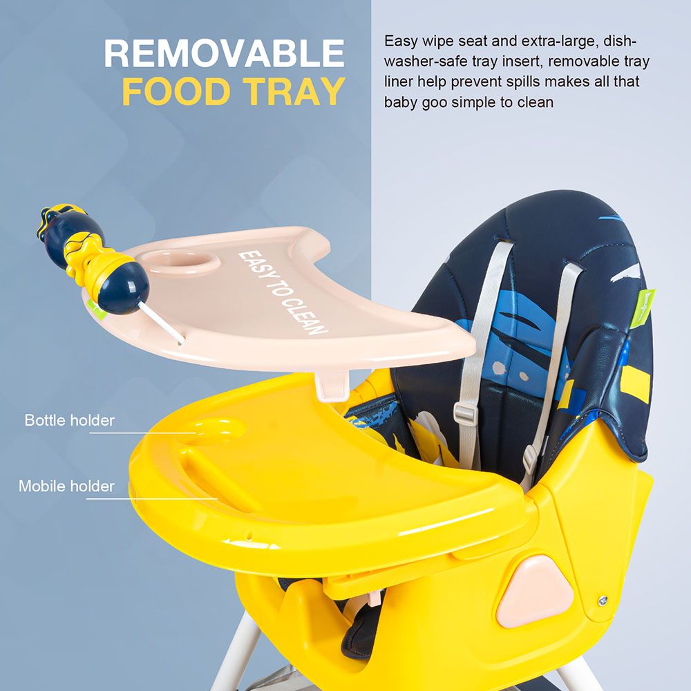 Baybee - 3-In-1 Fiora Convertible Baby High Chair - Blue/Yellow