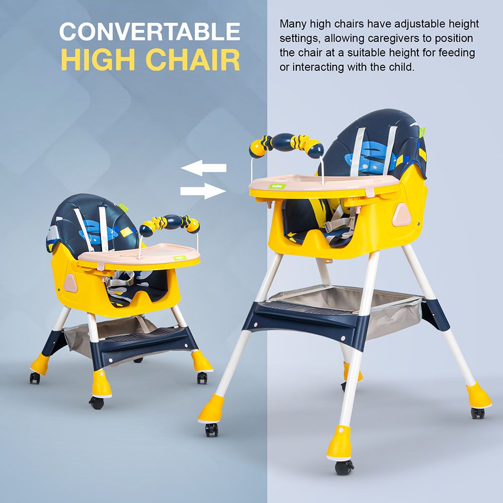 Baybee - 3-In-1 Fiora Convertible Baby High Chair - Blue/Yellow