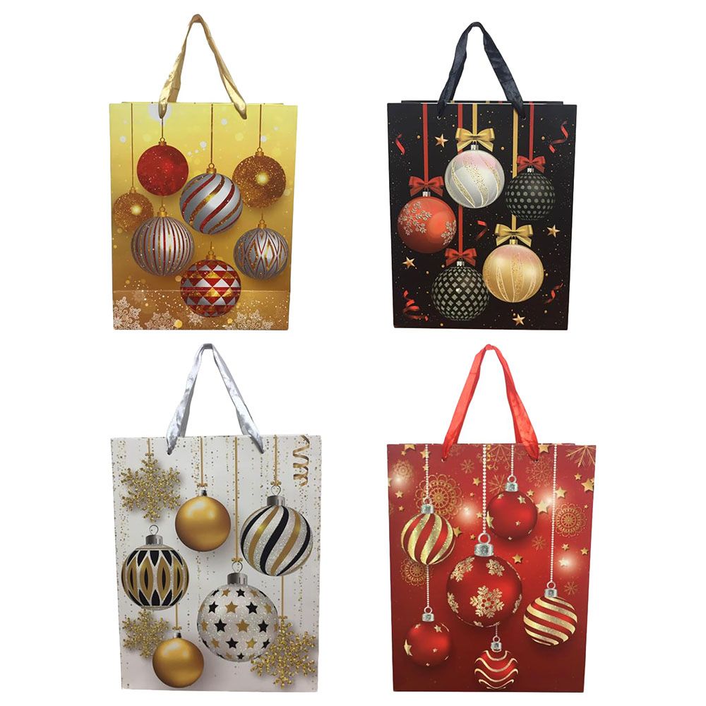 Brain Giggles - Bauble Printed Christmas Gift Bag - 12pcs - 25x32x11 Cm