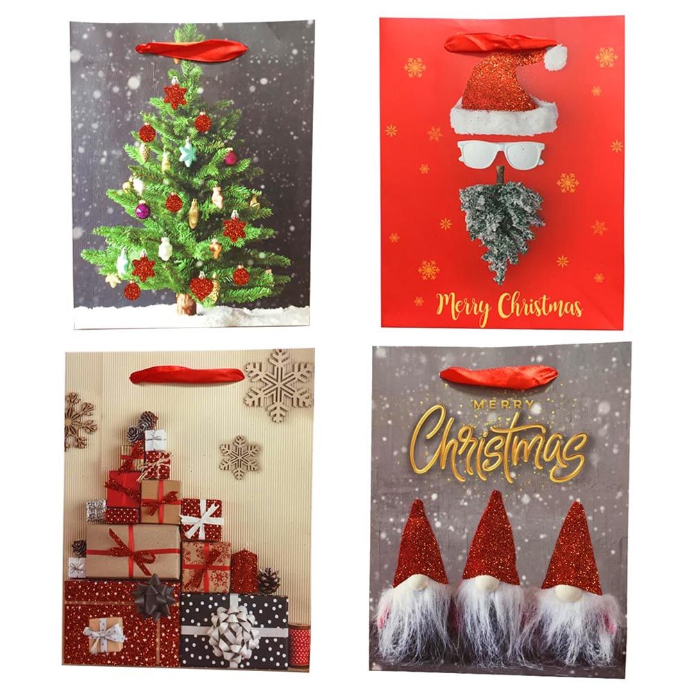 Brain Giggles - 4 Designs Christmas Gift Bag - 12pcs - 18x23x10 Cm