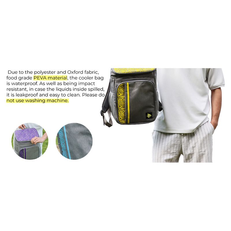 Biggdesign - Moods Up Curious Insulated Lunch Backpack - 19.1L - Grey/Yellow