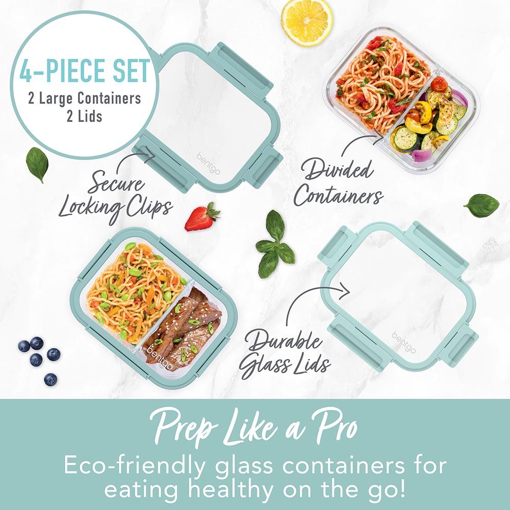 Bentgo - Leak-Proof Glass Food Storage Set - Coastal - 4pcs