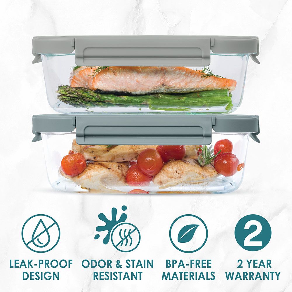 Bentgo - Leak-Proof Glass Food Storage Set - Pebble Beach - 4pcs