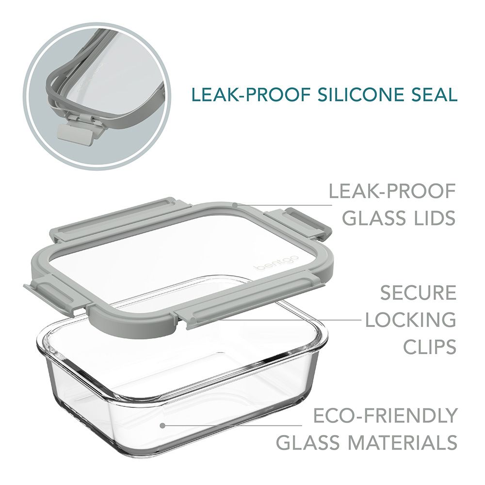 Bentgo - Leak-Proof Glass Food Storage Set - Pebble Beach - 4pcs