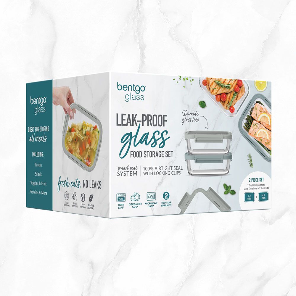 Bentgo - Leak-Proof Glass Food Storage Set - Pebble Beach - 4pcs