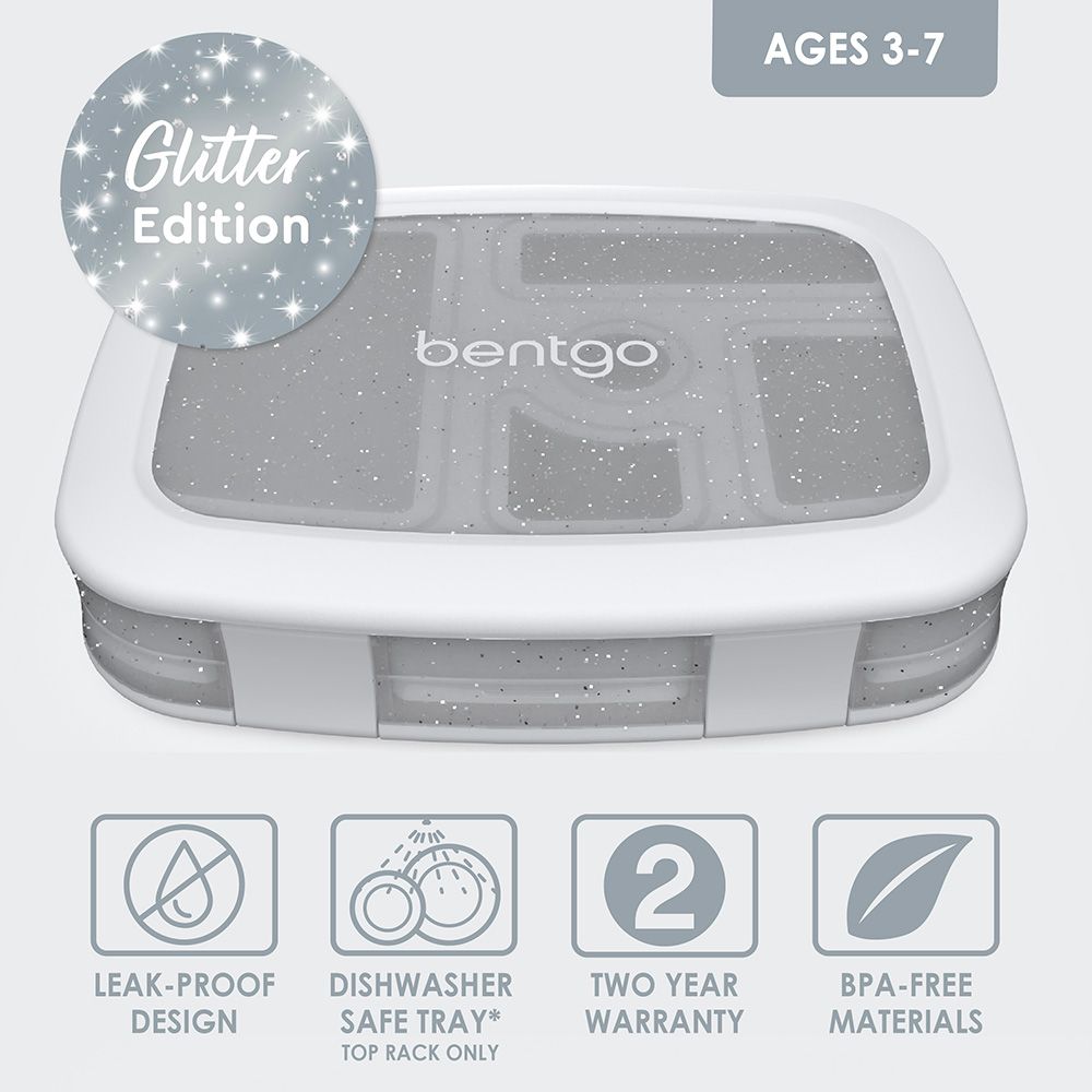 Bentgo - Kids Glitter 5 Compartment Lunchbox - Silver