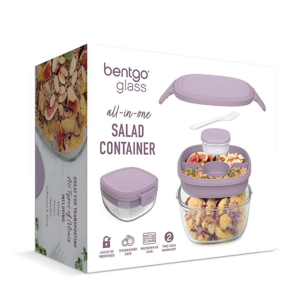 Bentgo - 2 Compartment Glass Salad Container - Lavender