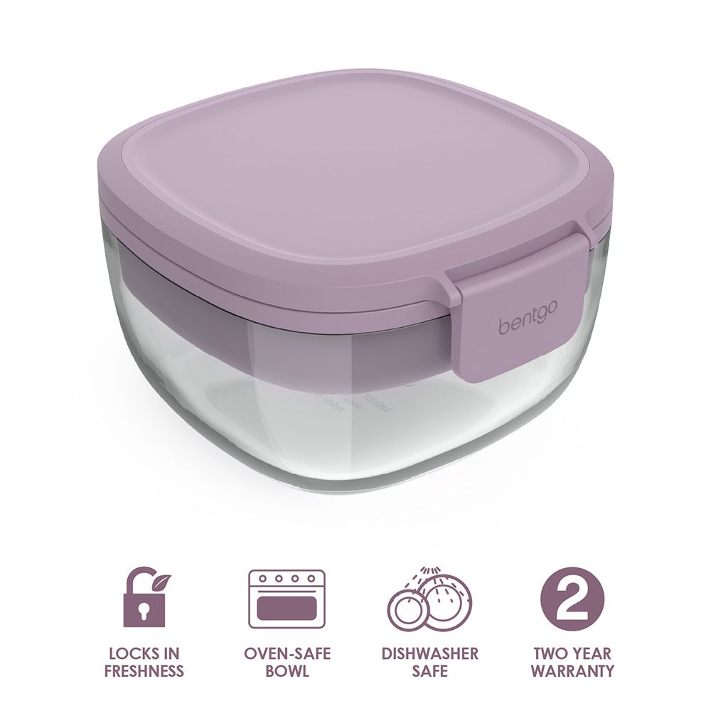 Bentgo - 2 Compartment Glass Salad Container - Lavender