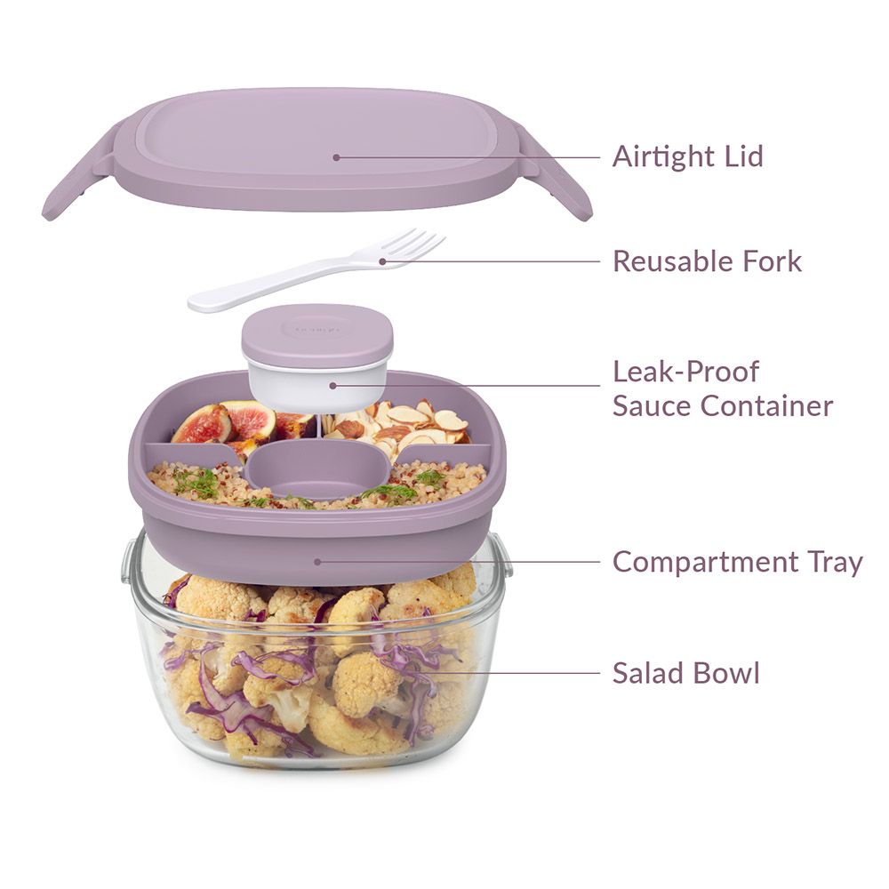 Bentgo - 2 Compartment Glass Salad Container - Lavender