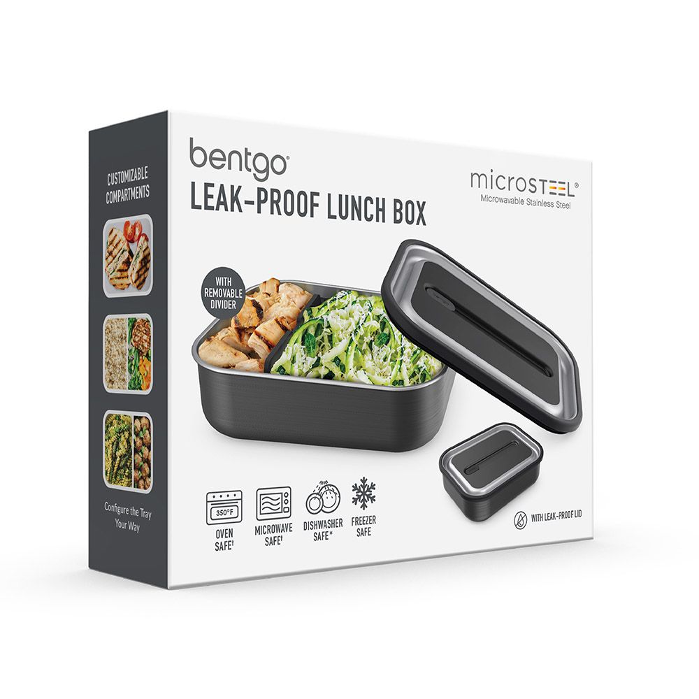 Bentgo - Microsteel Leak Proof Lunch Box - Carbon Black