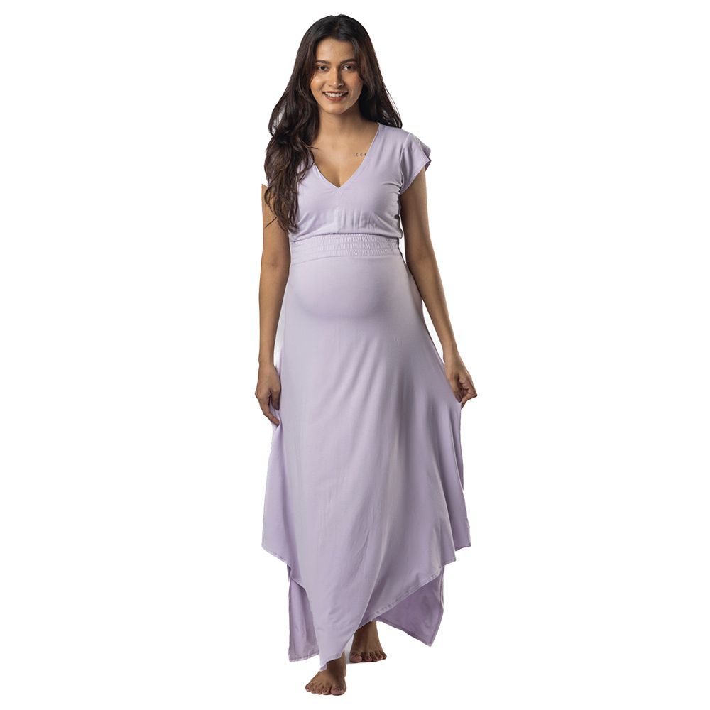 Block Hop - Empire Fit & Flare Dress - Lilac