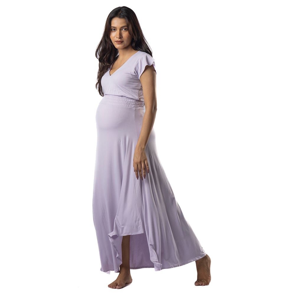 Block Hop - Empire Fit & Flare Dress - Lilac