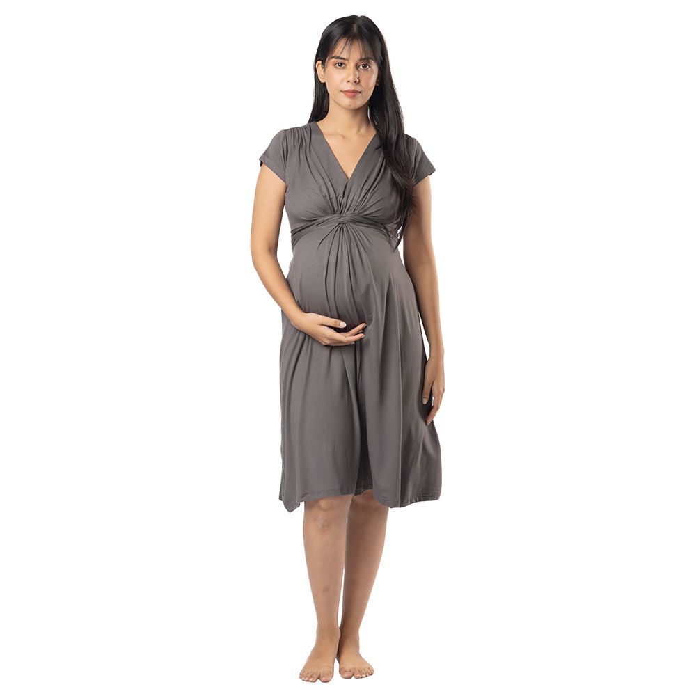 Block Hop - Maternity Everyday Dress - Charcoal Grey