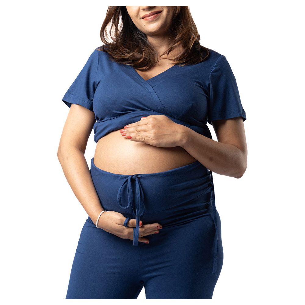 Block Hop - 2pc-Set - Maternity Wrap Co-Ord Set - Blue