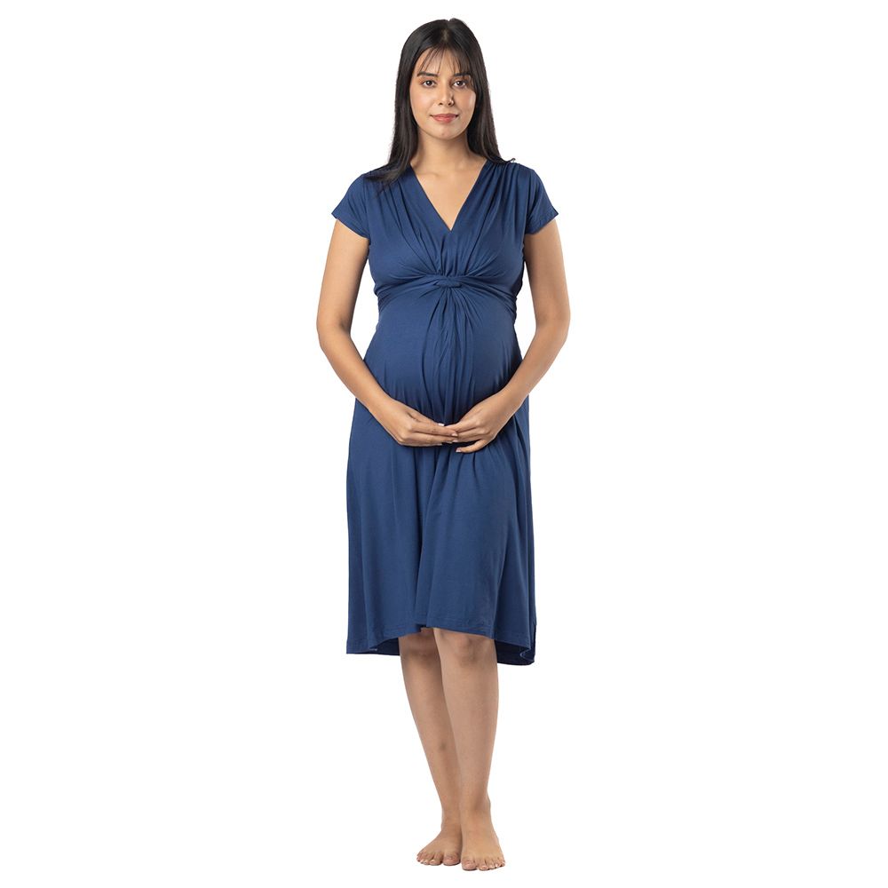 Block Hop - Maternity Everyday Dress - Blue