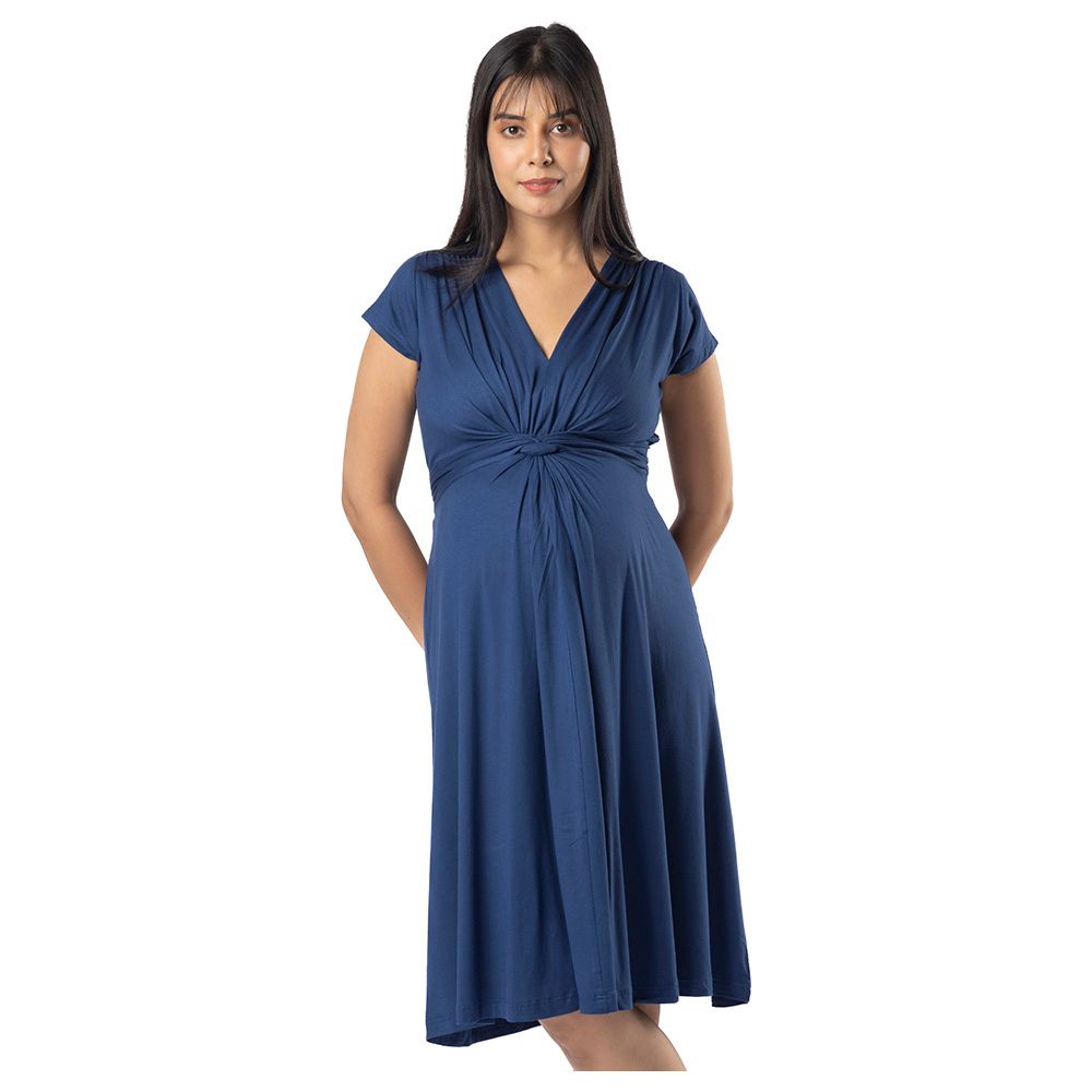 Block Hop - Maternity Everyday Dress - Blue