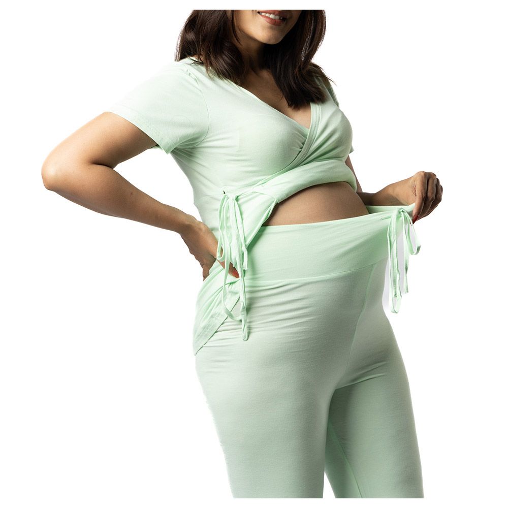 Block Hop - 2pc-Set - Maternity Wrap Co-Ord Set - Lime