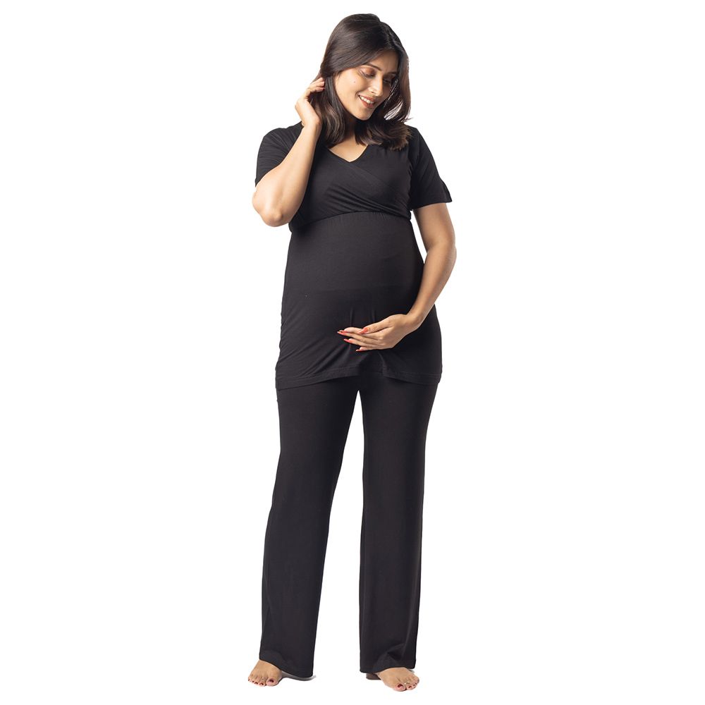 Block Hop - 2pc-Set - Maternity Co-Ord Set - Black