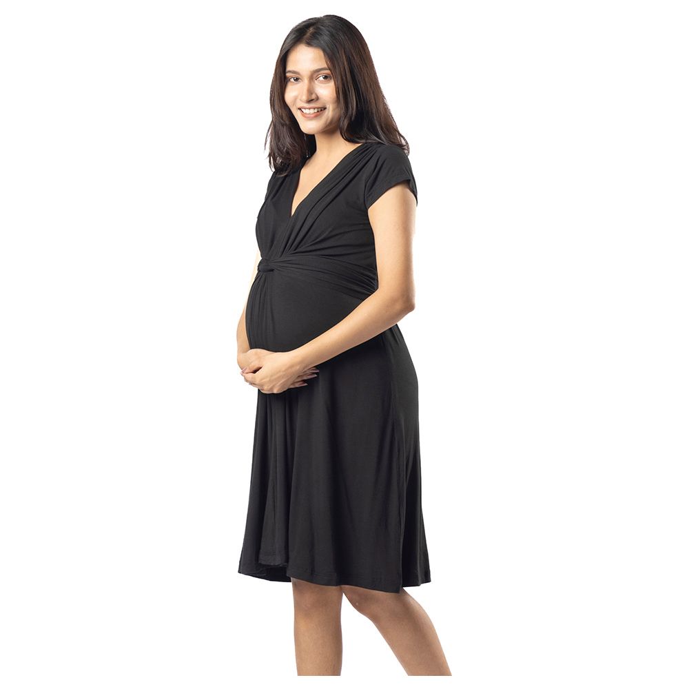 Block Hop - Maternity Everyday Dress - Black