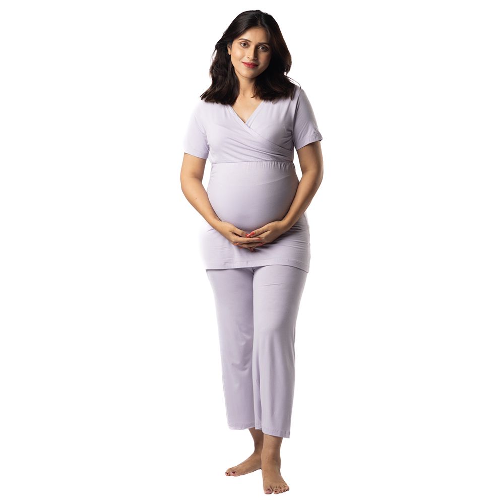 Block Hop - 2pc-Set - Maternity Co-Ord Set - Lilac