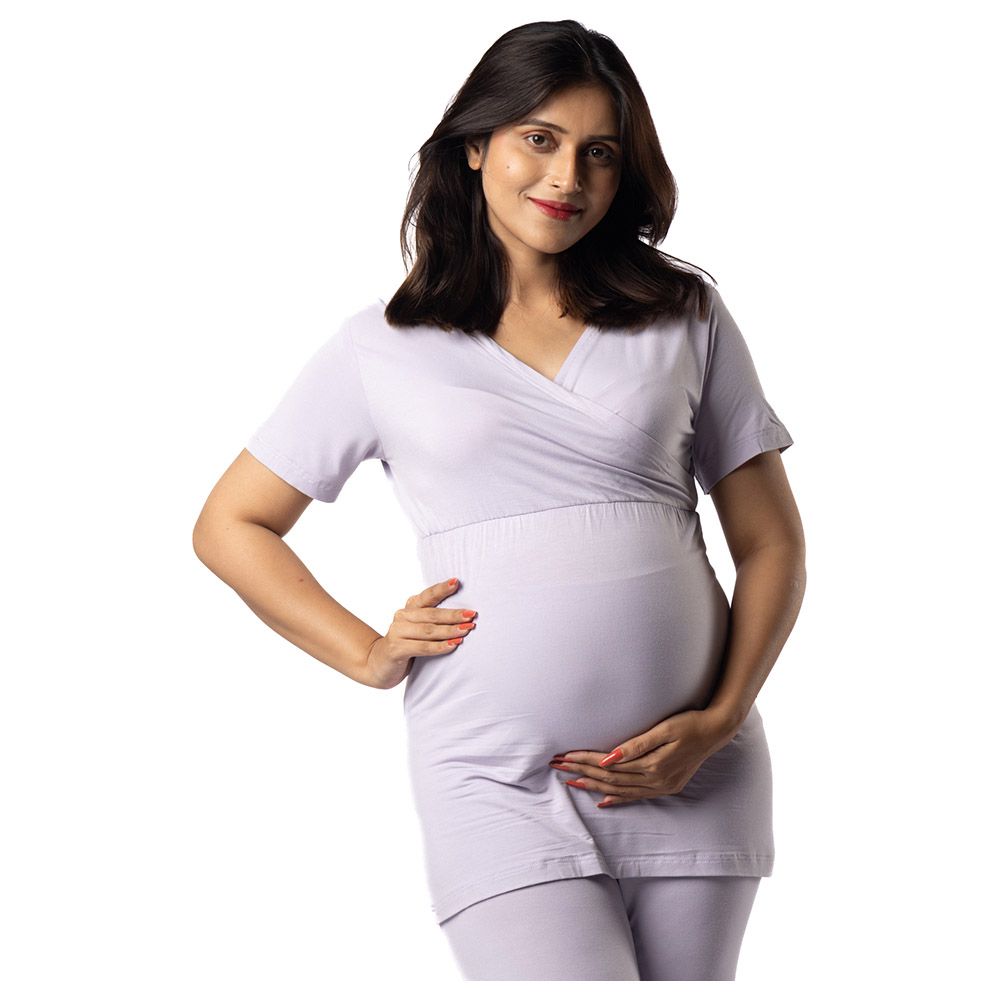 Block Hop - 2pc-Set - Maternity Co-Ord Set - Lilac