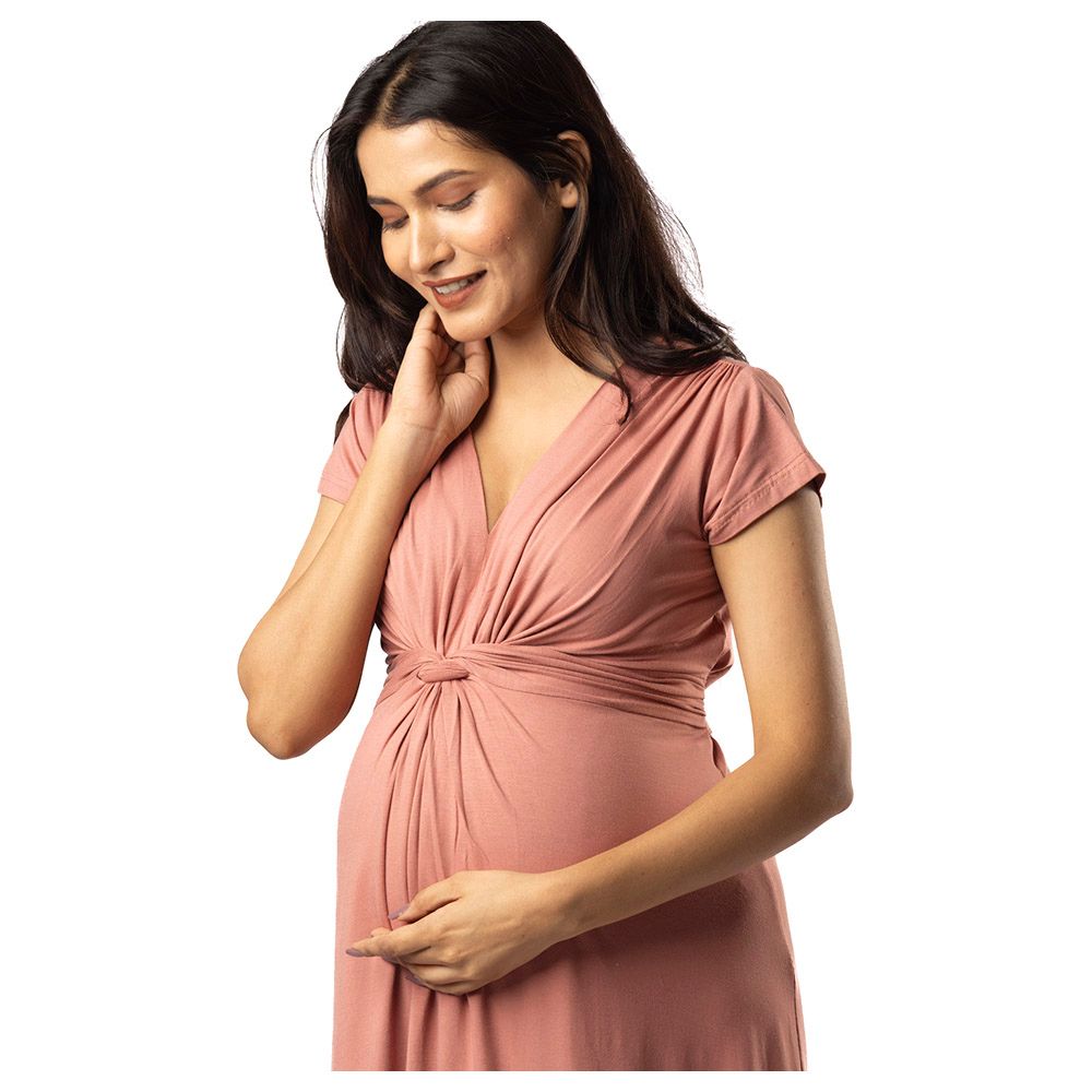 Block Hop - Maternity Everyday Dress - Old Rose