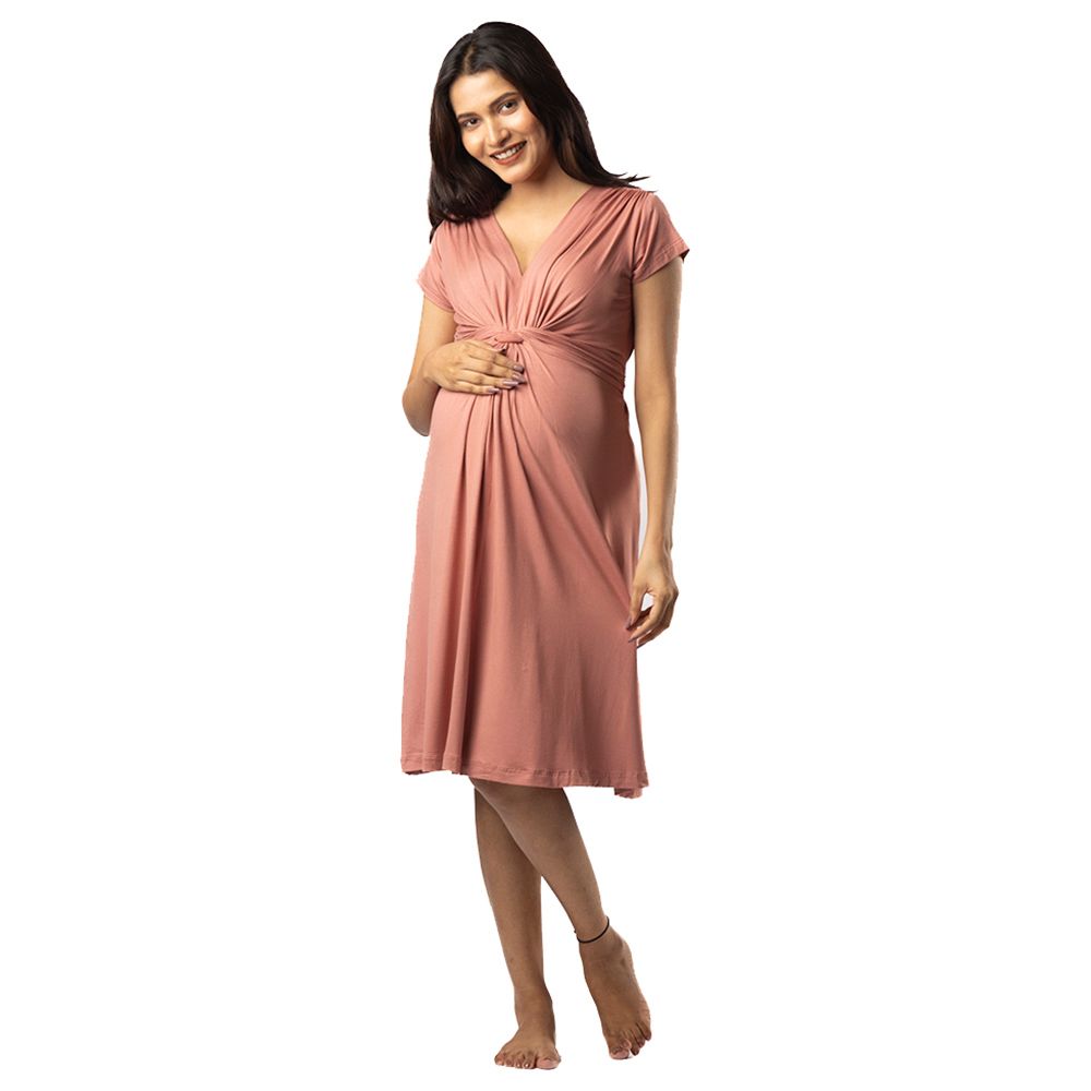 Block Hop - Maternity Everyday Dress - Old Rose