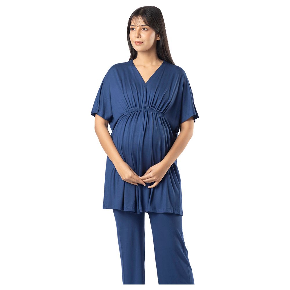 Block Hop - Maternity Kaftan Top - Blue