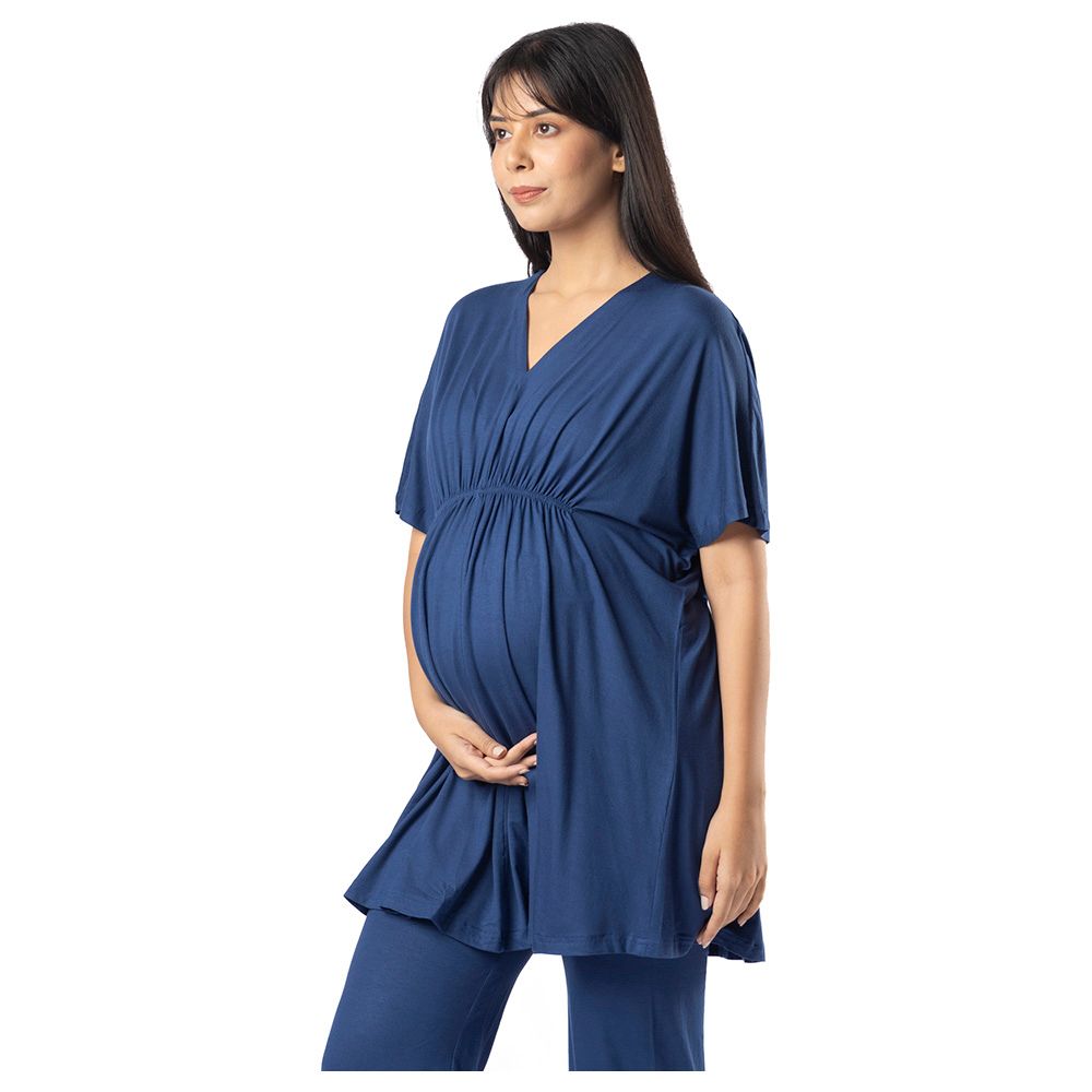 Block Hop - Maternity Kaftan Top - Blue