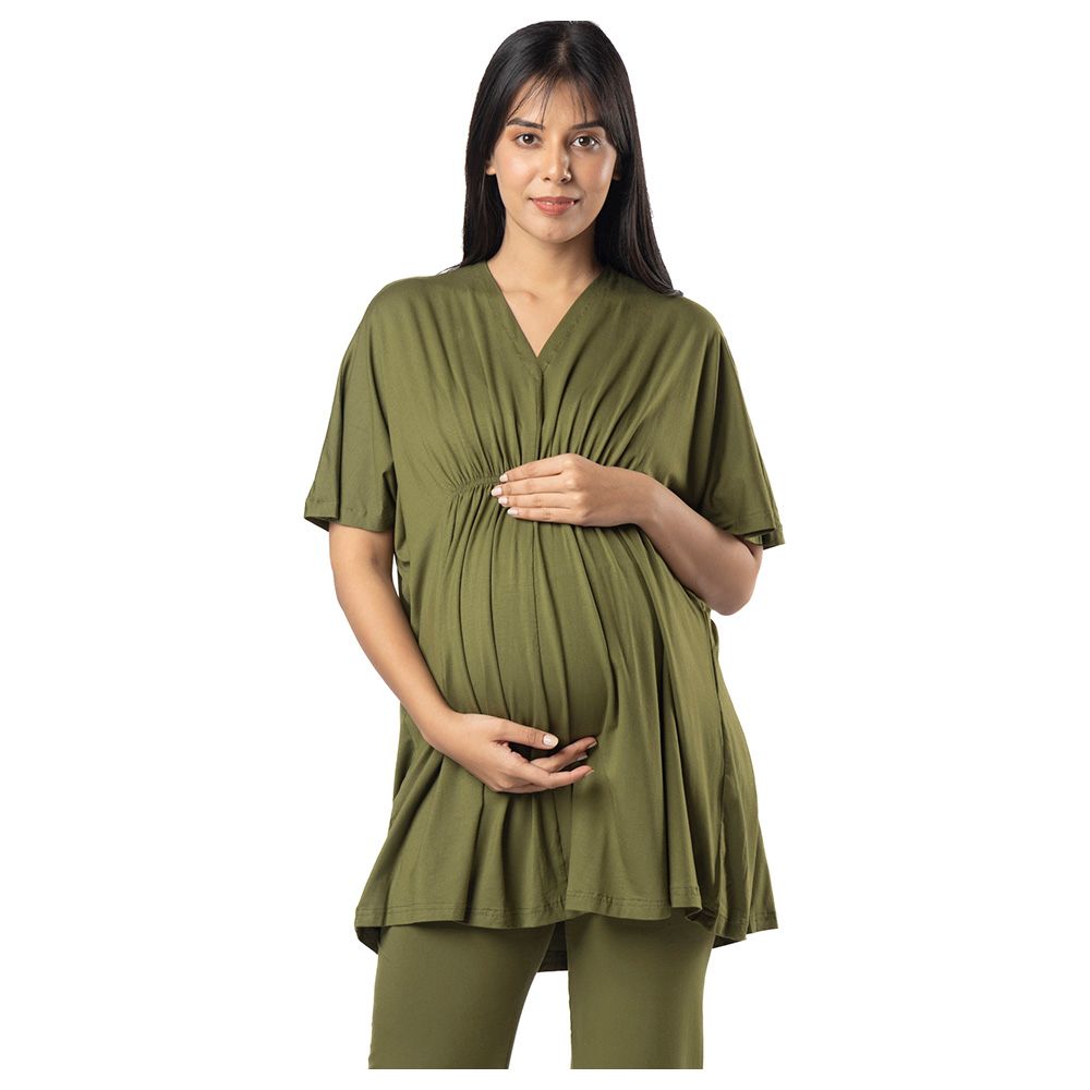 Block Hop - Maternity Kaftan Top - Olive