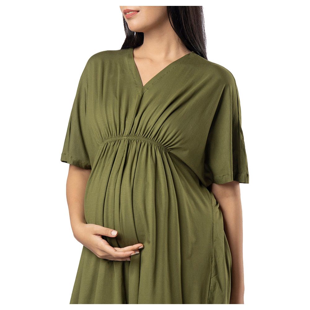 Block Hop - Maternity Kaftan Top - Olive