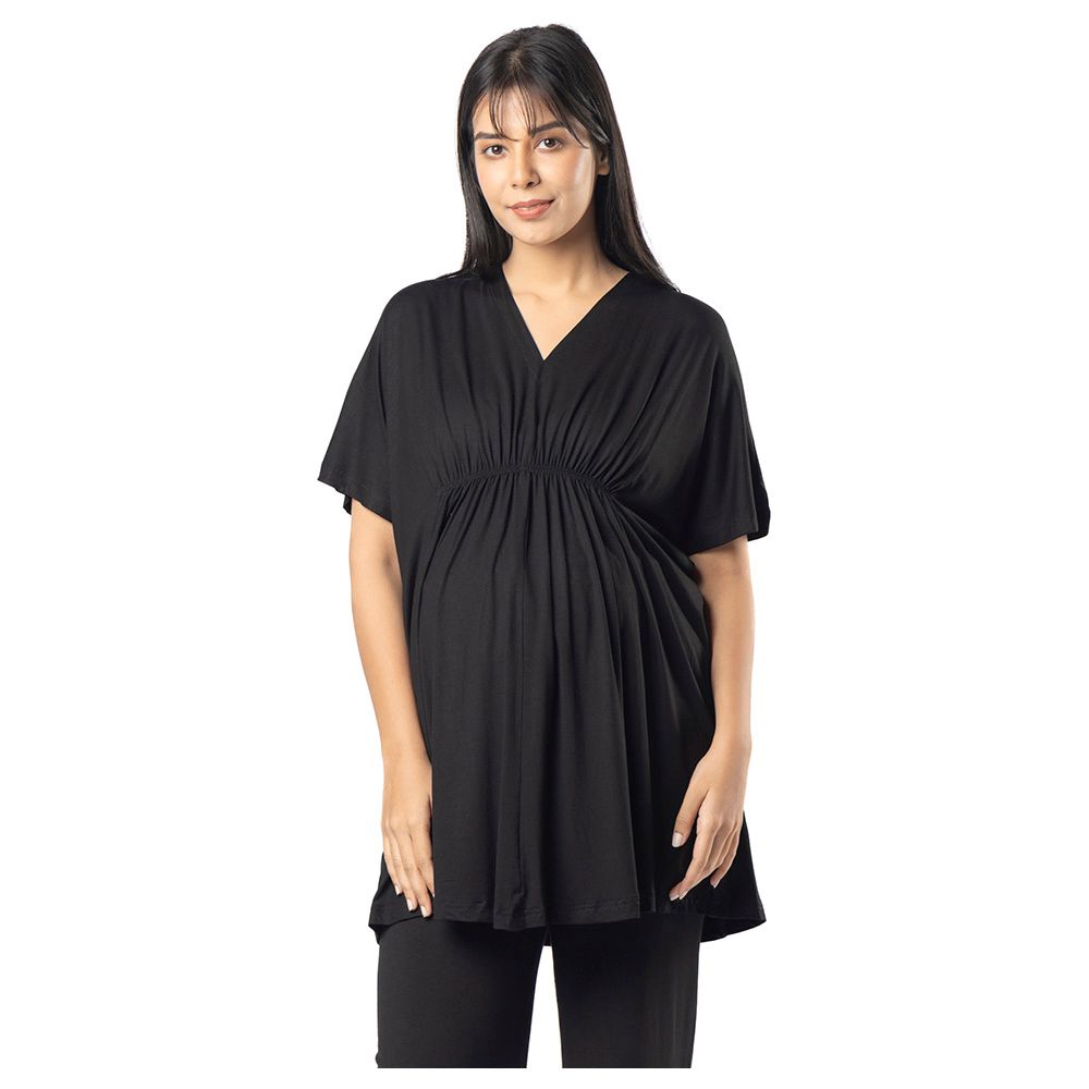 Block Hop - Maternity Kaftan Top - Black