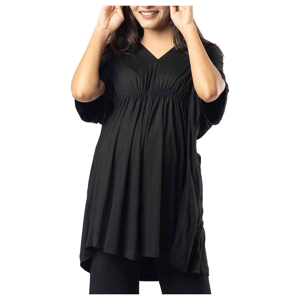 Block Hop - Maternity Kaftan Top - Black