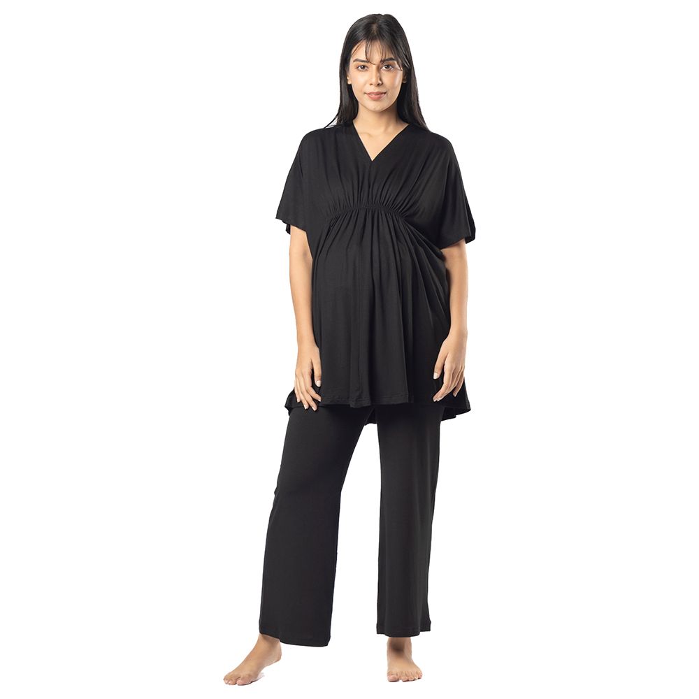 Block Hop - Maternity Kaftan Top - Black