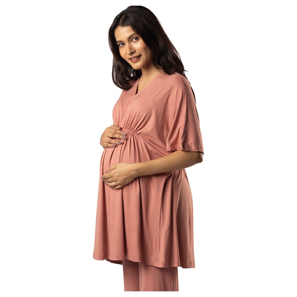 Block Hop - Maternity Kaftan Top - Old Rose